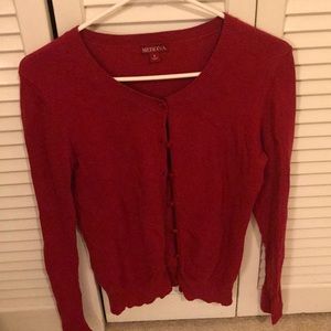 Dark red long sleeve cardigan